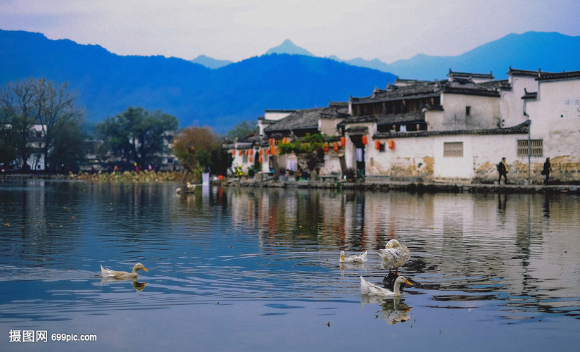 安徽皖南著名旅游景区宏村风光